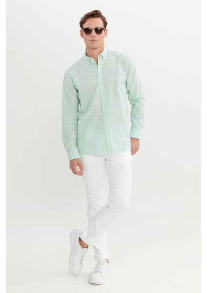 %100 Pamuk Comfort Fit Rahat Kesim Düğmeli Yaka Çizgili Gömlek fiyatları