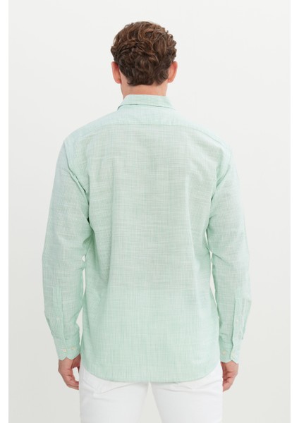 %100 Pamuk Comfort Fit Rahat Kesim Düğmeli Yaka Çizgili Gömlek indirimleri