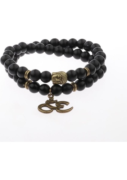 1-Uzun Oıqueı Antika Yoga Om Şans Metal Kolye Buddha Erkek Bilezik Takı Kaplan Gözü Taşı Lav Taşı Budist Dua Bilezikleri (Yurt Dışından)