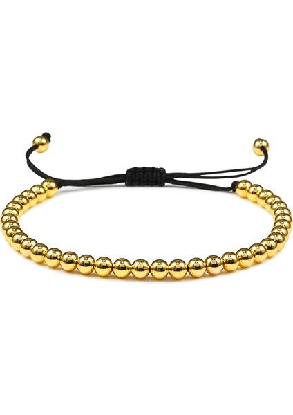 Altın Erkek Bileklik Hematit Altın Gümüş Renk Boncuklu Şanslı El Yapımı Örme Ayarlanabilir Bilezikler Bileklik Aksesuarları Kadın Takı (Yurt Dışından)