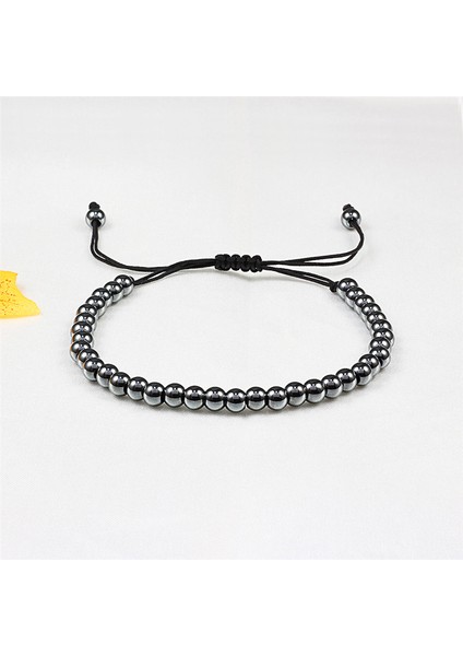 Altın Erkek Bileklik Hematit Altın Gümüş Renk Boncuklu Şanslı El Yapımı Örme Ayarlanabilir Bilezikler Bileklik Aksesuarları Kadın Takı (Yurt Dışından) fırsatları