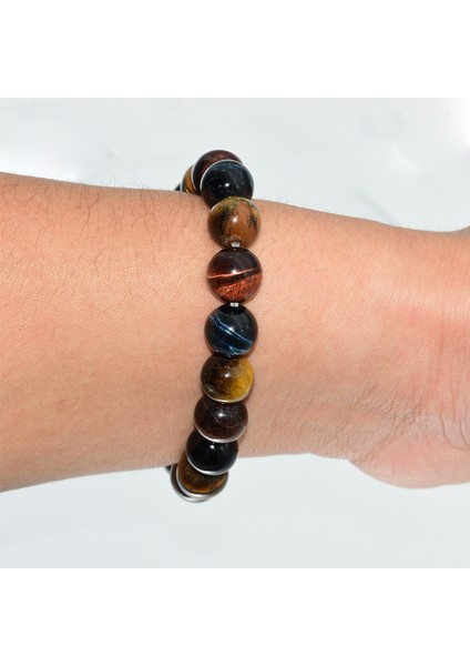 18CM Tarzı 10MM Napoln Sarı Mavi Kırmızı Kaplan Gözü Taş Bileklik Erkek Kadınlar Için Tiger Eye Taş Bilezik (Yurt Dışından) fırsatları