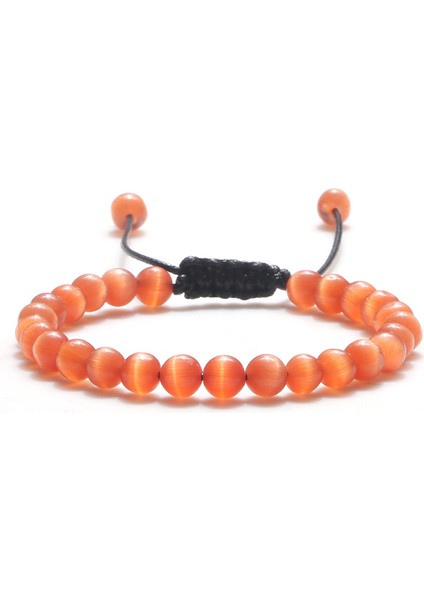 Turuncu Kedi Gözü Doğal Kedi Gözü Taşlı Bileklik Yüksek 6mm Boncuklu Şanslar Ayarlanabilir El Yapımı Örgü Bilezikler&bilezikler Kadın Erkek Takılar Için (Yurt Dışından)