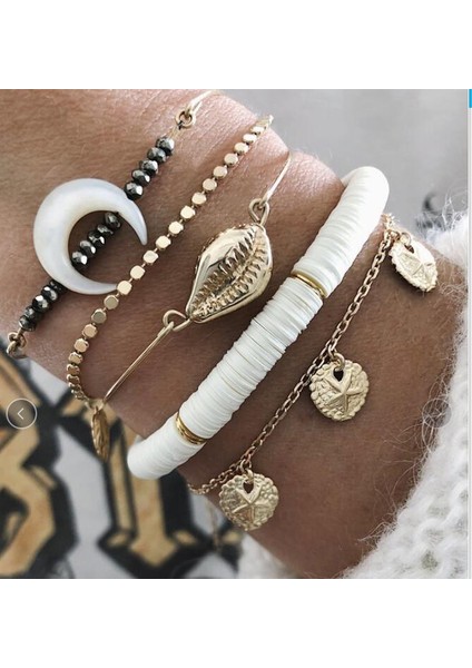 NO.8814 Beden Tocona Bohem Takı Kadınlar Için Kabuk Ay Bilezikleri Altın Gümüş Renk Ananas Haç Geometri Kristal Açık Bilezik Mücevher (Yurt Dışından)