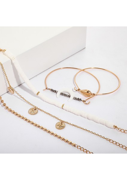 NO.8814 Beden Tocona Bohem Takı Kadınlar Için Kabuk Ay Bilezikleri Altın Gümüş Renk Ananas Haç Geometri Kristal Açık Bilezik Mücevher (Yurt Dışından) fırsatları