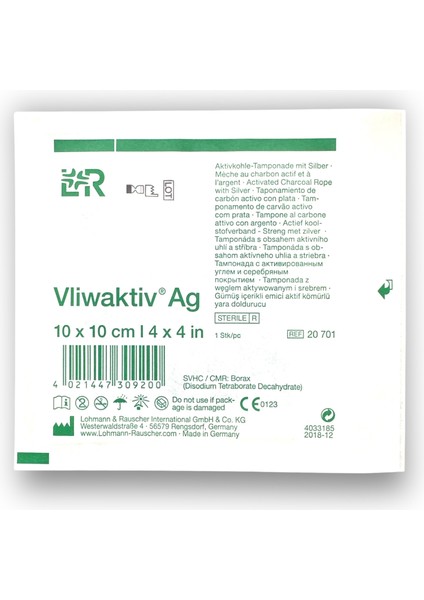 Vliwaktiv Ag Gümüşlü ve Emici Aktif Kömürlü Örtü 10 x 10 cm - Ref 20701 - 10 Adet