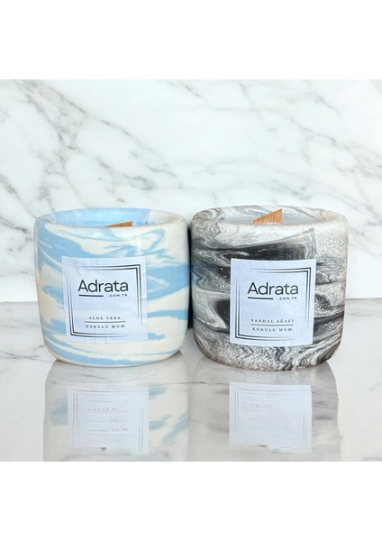 Küçük 2'li Dekoratif Mum Seti - Aloe Vera ve Sandal Ağacı