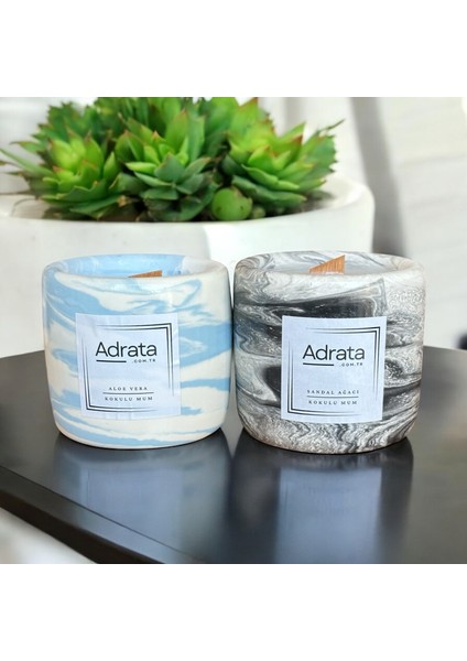 Küçük 2'li Dekoratif Mum Seti - Aloe Vera ve Sandal Ağacı fırsatları