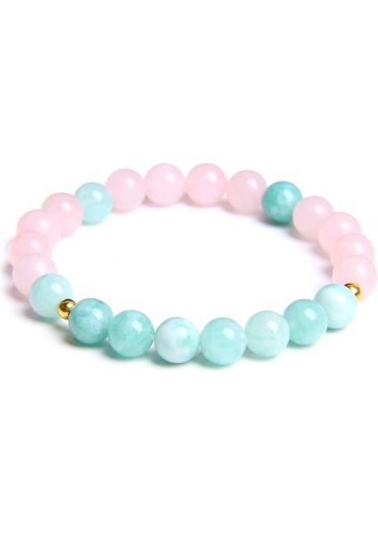 17CM Tarzı Numara 3 Kadın Kız Gül Pembesi Kristal Boncuk Bilezik Doğal Pembe Rodokrozit Rhodonit Taş Boncuk Bilezik Mücevher Hediyeler (Yurt Dışından)