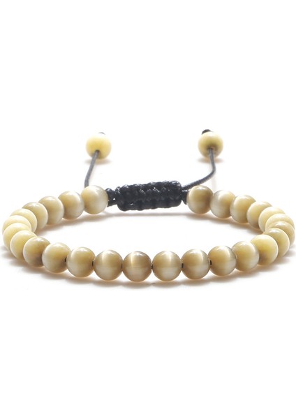 Sarı Kedi Gözü Doğal Kedi Gözü Taşlı Bileklik Yüksek 6mm Boncuklu Şanslar Ayarlanabilir El Yapımı Örgü Bilezikler&bilezikler Kadın Erkek Takılar Için (Yurt Dışından)