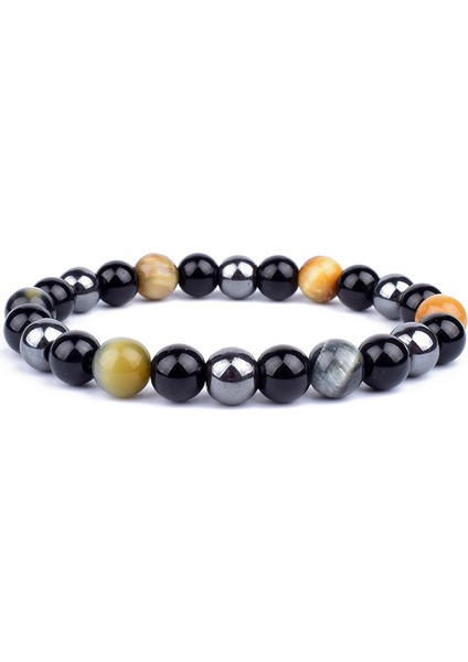 10 mm Tarzı No.13 Boyutu Doğal Siyah Obsidyen Hematit Kaplan Gözü Boncuklu Bileklik Erkekler Için Manyetik Sağlık Koruma Kadın Ruh Takı Pulsera Hombre (Yurt Dışından)