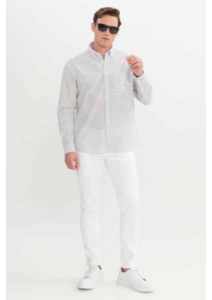 %100 Pamuk Comfort Fit Rahat Kesim Düğmeli Yaka Çizgili Gömlek fiyatları