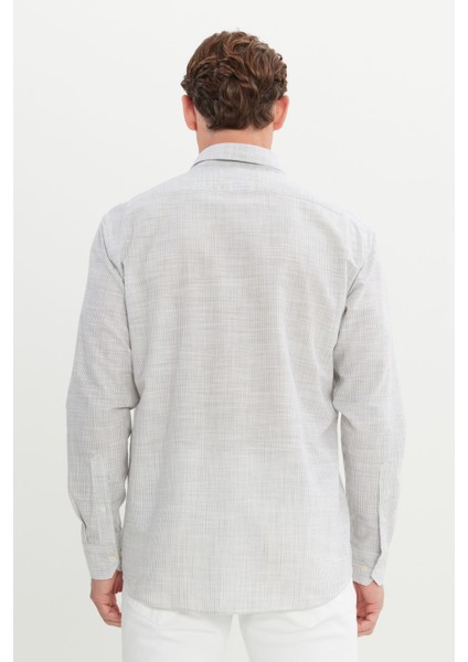 %100 Pamuk Comfort Fit Rahat Kesim Düğmeli Yaka Çizgili Gömlek indirimleri