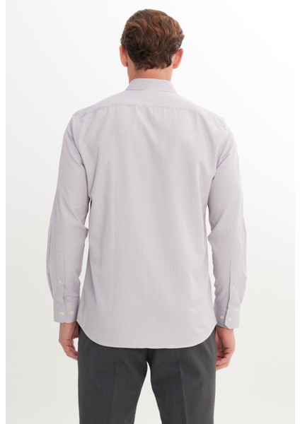 Pamuklu Slim Fit Dar Kesim Düğmeli Yaka Çizgili Gömlek indirimleri