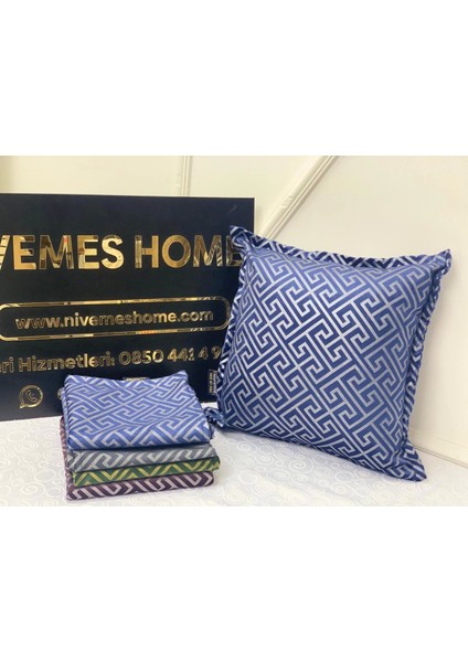 Nivemeshome Monet Zigzag Elyaf Dolgulu Kırlent Lacivert 45 x 45