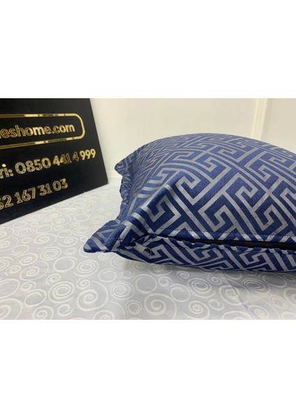 Nivemeshome Monet Zigzag Elyaf Dolgulu Kırlent Lacivert 45 x 45