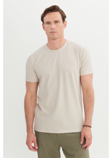 Slim Fit Dar Kesim Bisiklet Yaka Esnek Tişört