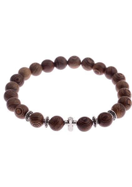 ABJ003-3 Oıqueı 8mm Doğal Yuvarlak Silindir Ahşap Boncuk Bilezik Erkek Klasik Esnek Budist Dua Buddha Bileziği Hommes Bileklik Bijoux (Yurt Dışından)
