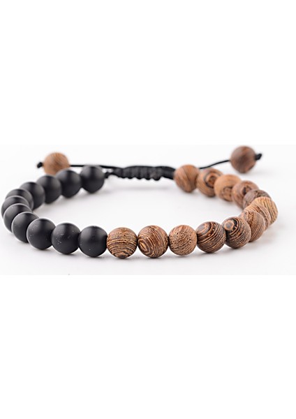 ABK040-10 8mm Yeni Doğal Ahşap Boncuk Bilezik Erkek Siyah Etnik Meditasyon Beyaz Bilezik Kadın Dua Takı Yoga Bilezik Homme (Yurt Dışından)