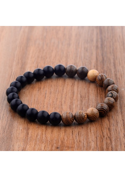 ABK040-10 8mm Yeni Doğal Ahşap Boncuk Bilezik Erkek Siyah Etnik Meditasyon Beyaz Bilezik Kadın Dua Takı Yoga Bilezik Homme (Yurt Dışından) fırsatları