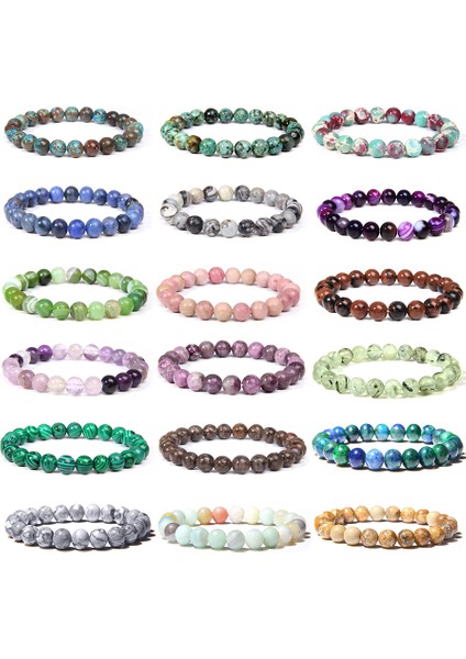 23CM Tarzı Gül Kuvartzı Doğal Taşlı Malakit Lapis Lazuli Şifa Boncuklu Kolye Erkekler Kadınlar Yoga Takı Hediye Chakra Boncuklu Kolye Erkekler 8mm (Yurt Dışından)