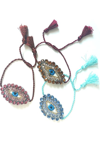Göz Şirin Kristal Nakışlı Bilezikler Vintage Püsküllü Ayarlanabilir Mavi Türk Nazar Bilezik Kadınlar Için Noel Mücevherleri (Yurt Dışından) indirimleri