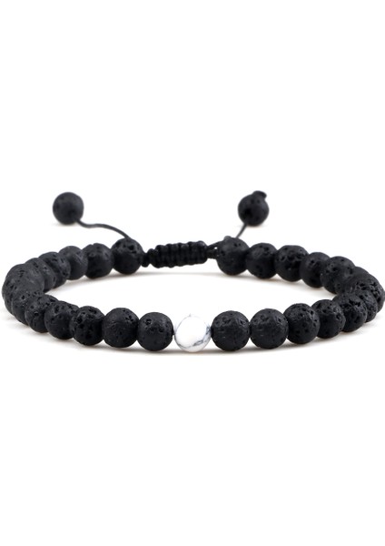 Stil 17 Sıcak Erkek Bilezikleri 6mm Siyah Lava Taşı El Yapımı Hematit Haçlı Boncuklu Bileklik & Bilezik Ayarlanabilir Boy Kadın Bilek Takısı (Yurt Dışından)