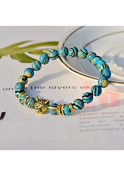Stil 5 Moda Beyaz Turkuaz Taşlı Şans Bilekliği Erkek Ahşap Boncuk Bileklik El Yapımı Altın Leopar Bilezikler & Bilezikler Pulseira Masculina (Yurt Dışından) modelleri