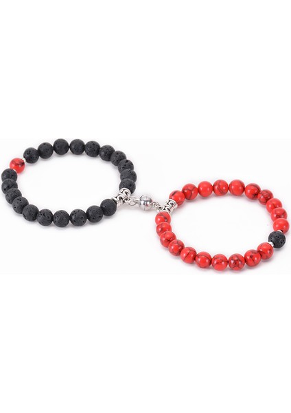 No.15 Boyutu 2021 Yeni Moda Doğal Beyaz Halit Taşı Boncuk Bilezikler Manyetik Kalp Şekilli Çift Bilezik Mesafe Taş Bileziği Takı Hediye (Yurt Dışından)