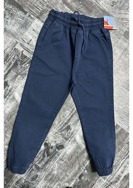Erkek Çocuk Beli Lastikli Ip Detaylı Gabardin Jogger Lacivert Kot Pantolon