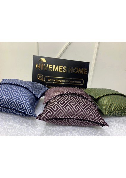 Nivemeshome Monet Zigzag Elyaf Dolgulu Kırlent Mürdüm 45 x 45