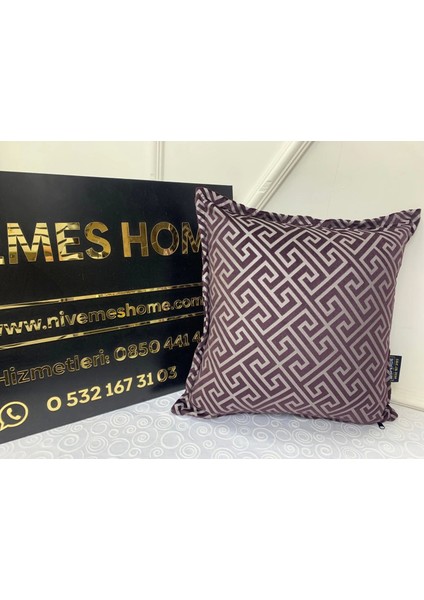 Nivemeshome Monet Zigzag Elyaf Dolgulu Kırlent Mürdüm 45 x 45