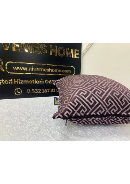 Nivemeshome Monet Zigzag Elyaf Dolgulu Kırlent Mürdüm 45 x 45