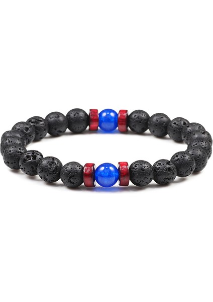 Lav Mavisi Erkek Bileklik Klasik Tibet Buddha Çakra Doğal Taş Oniks Boncuk Lav Taşı Difüzör Bilezik Şans Erkek Moda Takı Hediye Homme (Yurt Dışından)