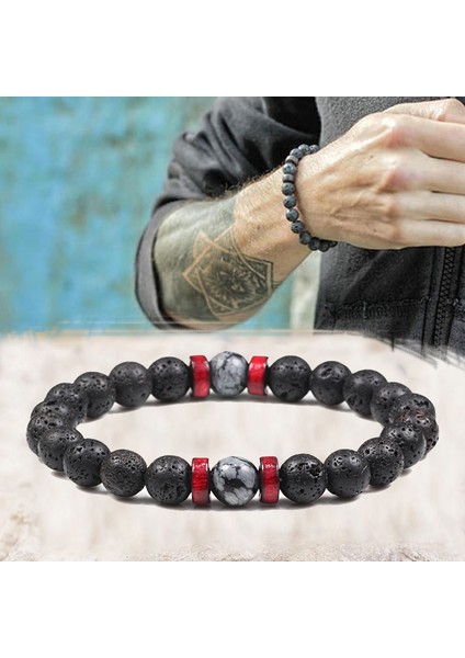 Lav Mavisi Erkek Bileklik Klasik Tibet Buddha Çakra Doğal Taş Oniks Boncuk Lav Taşı Difüzör Bilezik Şans Erkek Moda Takı Hediye Homme (Yurt Dışından) fiyatları