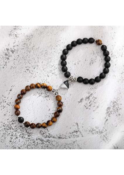 No.30 Boyutu 2021 Yeni Moda Doğal Beyaz Halit Taşı Boncuk Bilezikler Manyetik Kalp Şekilli Çift Bilezik Mesafe Taş Bileziği Takı Hediye (Yurt Dışından)