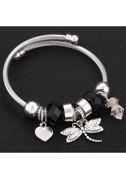 0055BK Yusufçuk Sevgi Trendy Elastik Metal Boncuklu Bilezik Takı 6 Renk Yılan Zinciri Bilezik Boncuklu Bilezik Fit Takı (Yurt Dışından)