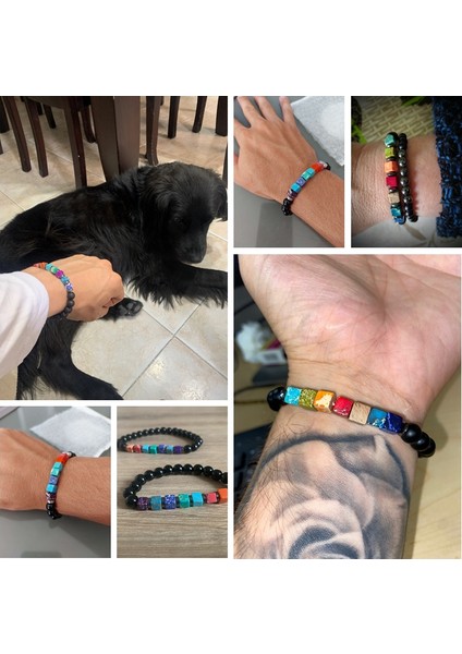 23CM Tarzı FD1484 Erkekler Için Doğal 8mm Çakra Taş Boncuklu Siyah Oniks Bileklik Kadınlar Için Reiki Dua Sağlık Denge Bileklik Takı (Yurt Dışından)