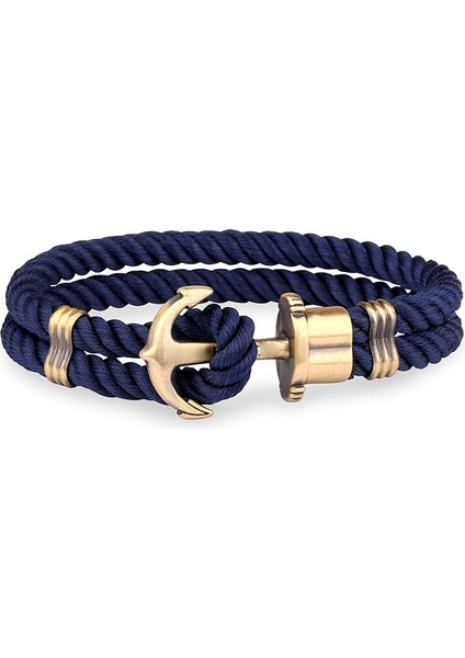 No.1 Boyutu Erkek Deniz Mavisi Naylon Zincirli Çapa Bileklik - Pirinç Çapalı (Yurt Dışından)