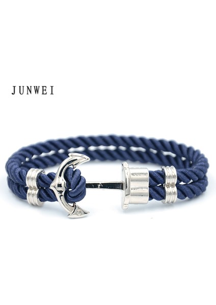 No.1 Boyutu Erkek Deniz Mavisi Naylon Zincirli Çapa Bileklik - Pirinç Çapalı (Yurt Dışından) modelleri