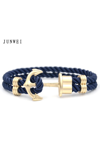 No.1 Boyutu Erkek Deniz Mavisi Naylon Zincirli Çapa Bileklik - Pirinç Çapalı (Yurt Dışından) fırsatları