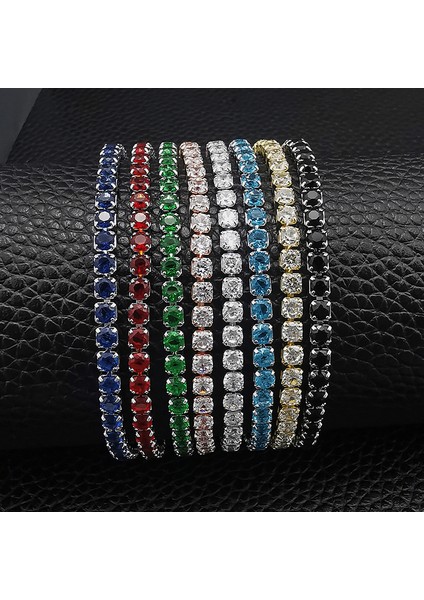 19CM Tarzı 4mm-Beyaz Kadınlar Için Gümüş Renkli Pembe Mavi Yeşil Kırmızı Tenis Bileklik Bilezik Düğün Moda Takı Parti Hediye (Yurt Dışından) modelleri