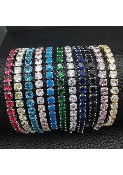 19CM Tarzı 4mm-Beyaz Kadınlar Için Gümüş Renkli Pembe Mavi Yeşil Kırmızı Tenis Bileklik Bilezik Düğün Moda Takı Parti Hediye (Yurt Dışından) indirimleri