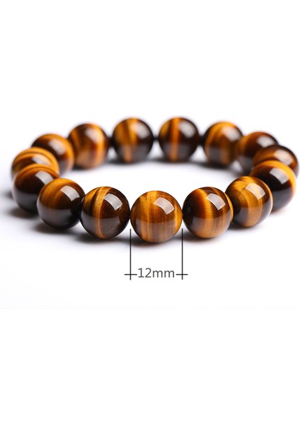 19CM Tarzı 12 mm 5A Moda Kaplan Gözü Boncuk Bileklik Erkekler Yüksek mm Doğal Taş Şans Bilezikler Kadınlar El Yapımı Takı Hediye (Yurt Dışından)