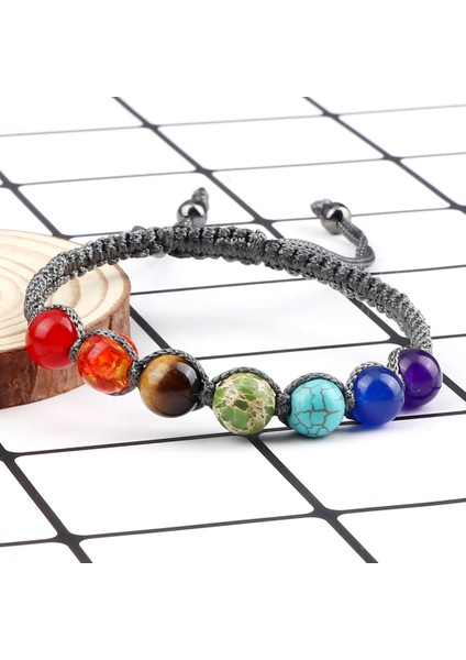 Gri Yumuşak Ip Kadın Erkek Ayarlanabilir Takı Için 7 Çakra Şifa Boncuklu Bilezik Reiki Dua Dengesi Bilezik El Yapımı Örme Bilezikler (Yurt Dışından)