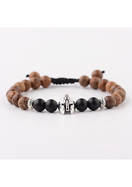 ABK040-9 Sıcak Erkek Doğal Ahşap Boncuklar Çapraz Bilezik Oniks Meditasyon Dua Boncuk Bileklik Kadın Ahşap Yoga Takı Homme (Yurt Dışından)