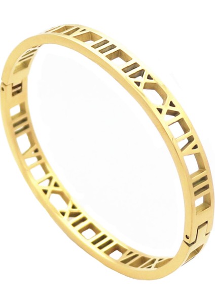 58-60MM Tarzı Gül-Altın-Renk Kadınlar Için Sarı Altın Renkli Titanyum Çelik Bilezik Roma Rakamlı Takı Boş Bilezik (Yurt Dışından) fiyatları