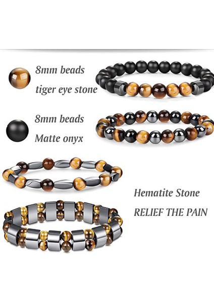 No.17 Boyutu Doğal Kaplan Gözü Hematit Erkek Bilezik Seti Manyetik Sağlık Koruma Dengesi Boncuk Bilezik Kadınlar Reiki Şifa Takı Hediye (Yurt Dışından) modelleri