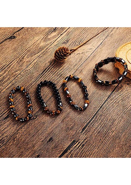 No.17 Boyutu Doğal Kaplan Gözü Hematit Erkek Bilezik Seti Manyetik Sağlık Koruma Dengesi Boncuk Bilezik Kadınlar Reiki Şifa Takı Hediye (Yurt Dışından) fırsatları