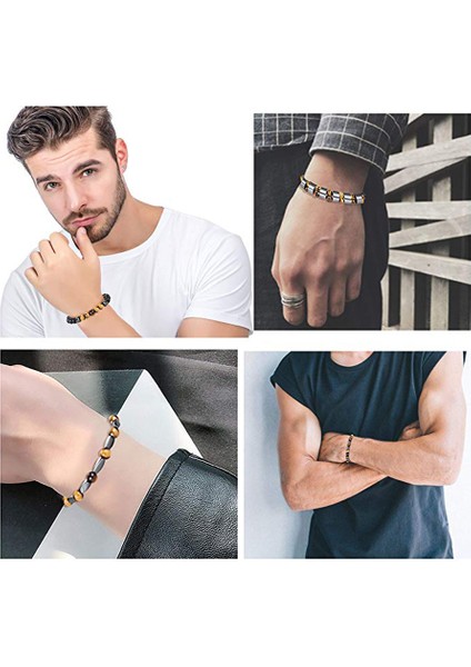 No.17 Boyutu Doğal Kaplan Gözü Hematit Erkek Bilezik Seti Manyetik Sağlık Koruma Dengesi Boncuk Bilezik Kadınlar Reiki Şifa Takı Hediye (Yurt Dışından) indirimleri